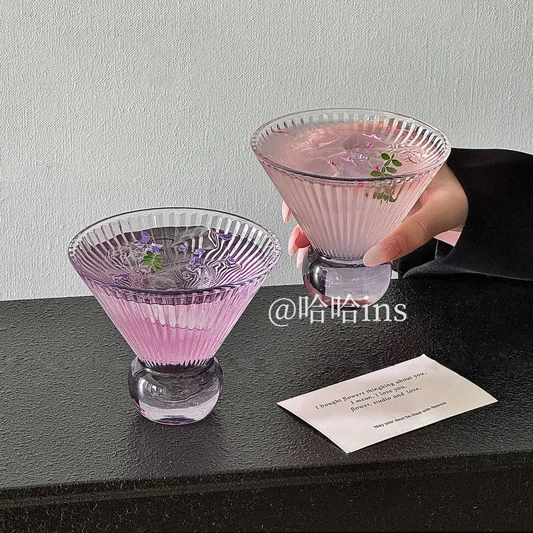 ins创意玻璃杯轻奢高颜值漂亮杯子咖啡杯鸡尾酒杯果汁杯茶水杯子