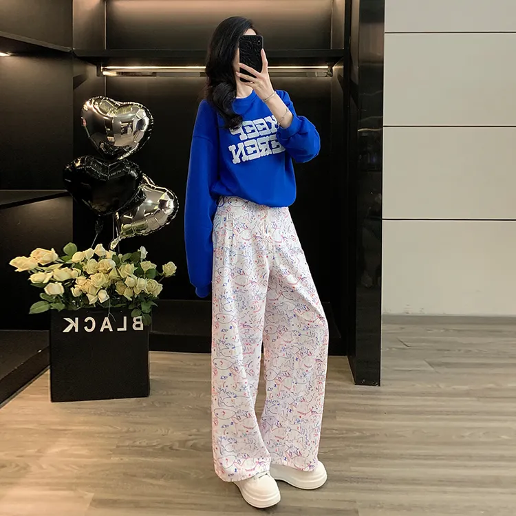 显瘦气质时尚秋季长袖卫衣女新款休闲套装减龄牛仔裤两件套潮
