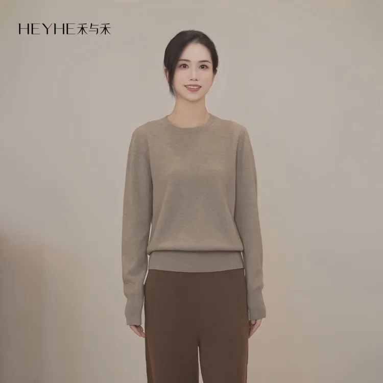 小禾顶奢【甄绒打底】康赛妮顶奢100超细山羊绒抗起球圆领羊绒套衫