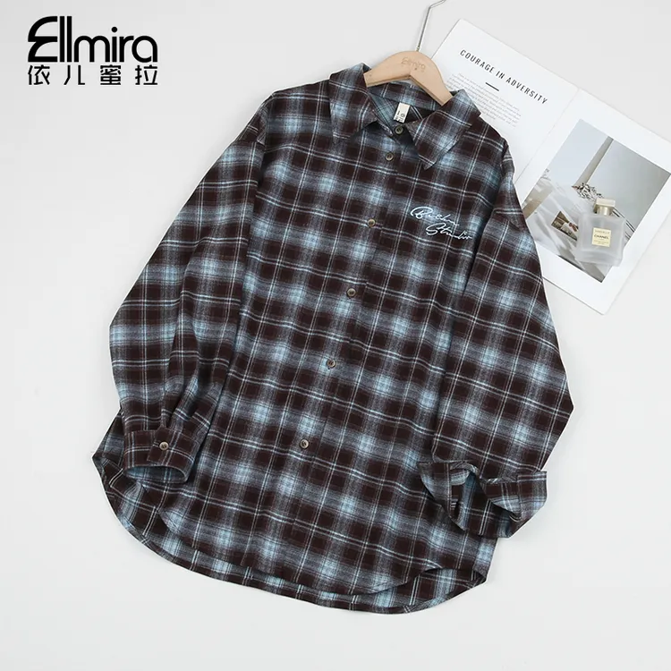 【二店】9472女童格子衬衫春秋儿童外套长袖上衣格纹中大童休闲宽松