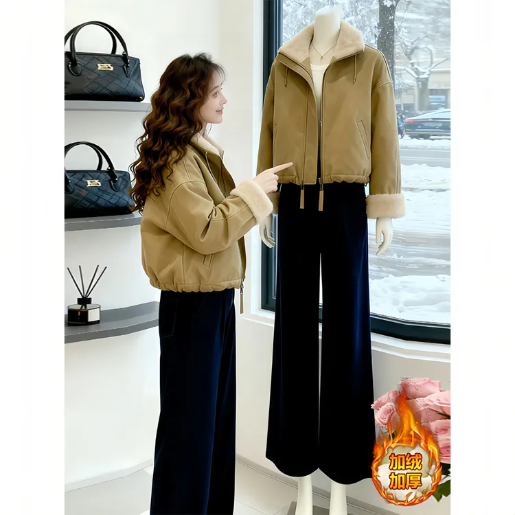 2025秋冬季新款时尚百搭毛领棉服女