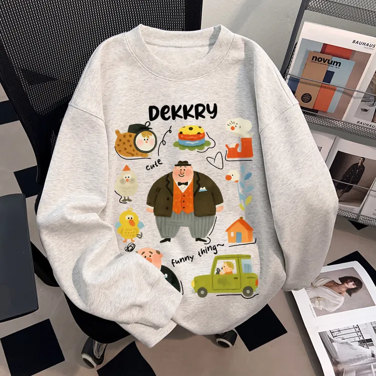 Dekkry潮牌港风白灰色内搭t恤秋冬季纯棉长袖男女款百搭打底上衣