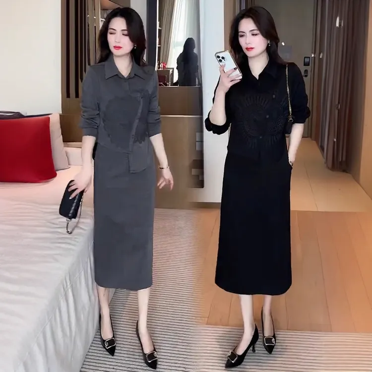 时尚连衣裙女2025春季新款不规则设计感洋气上衣显瘦半身裙两件套