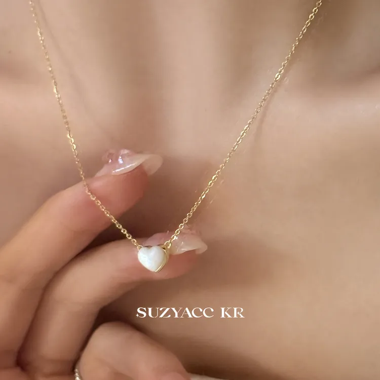 Suzyacc Kr 链子925银贝壳 【云朵爱心】项链高级感女锁骨链X1153