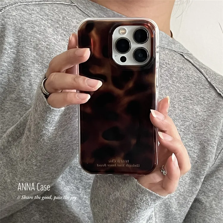 小众棕黑色玳瑁纹晕染波浪纹适用iPhone16Promax苹果15手机壳14软