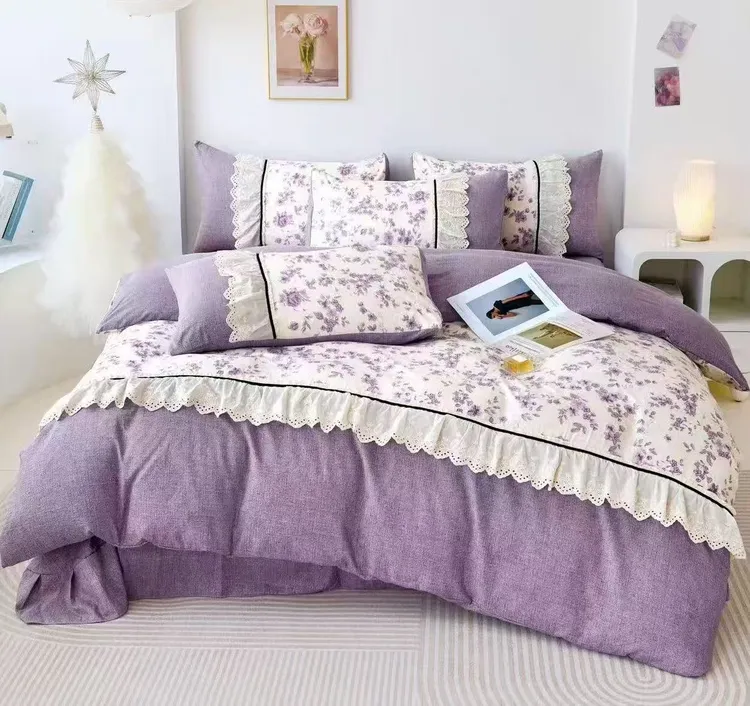 法式复古风花边款四件套亲肤韩可可宿舍