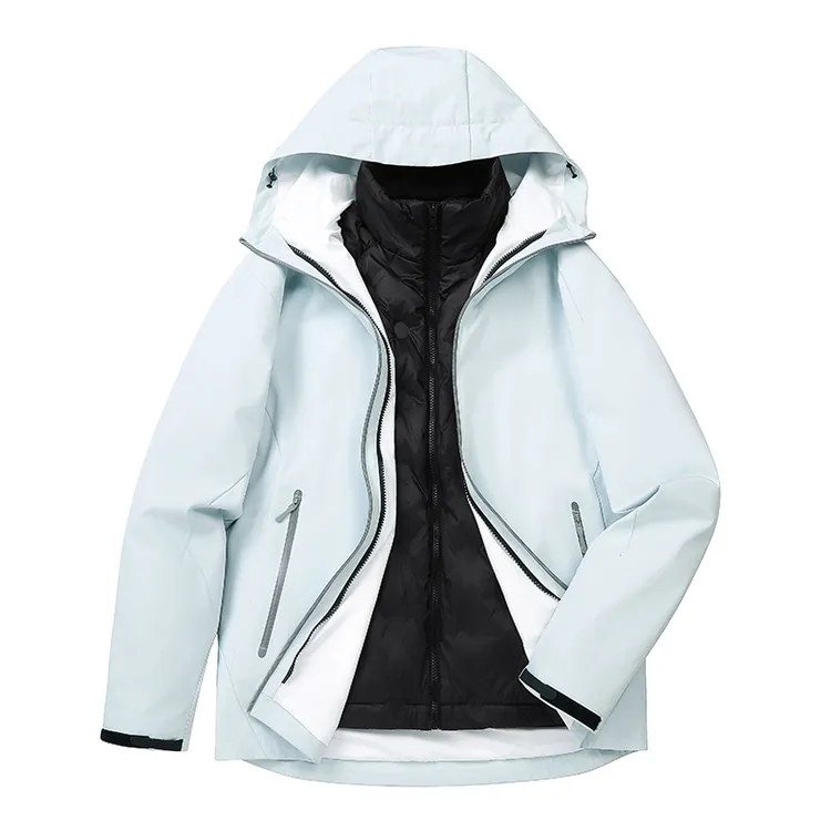 户外三合一冲锋衣鹅绒内胆防水外套男女情侣同款休闲冲锋外套