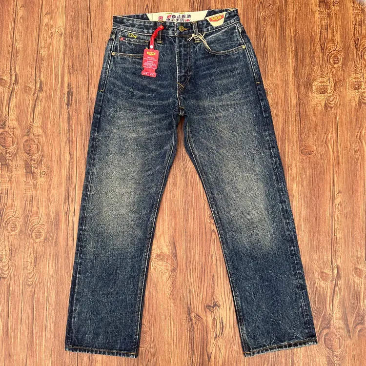 22盎司重磅赤耳丹宁牛仔裤男秋冬厚款纯棉501版型直筒复古蓝系列