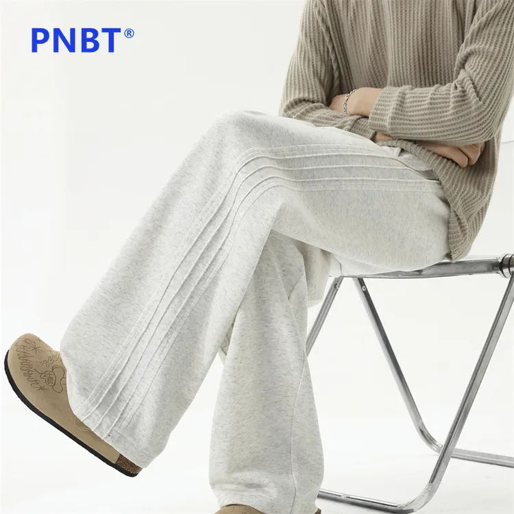 PNBT 休闲风宽松型美式灰色休闲裤直筒垂感长裤潮牌卫裤cleanfit