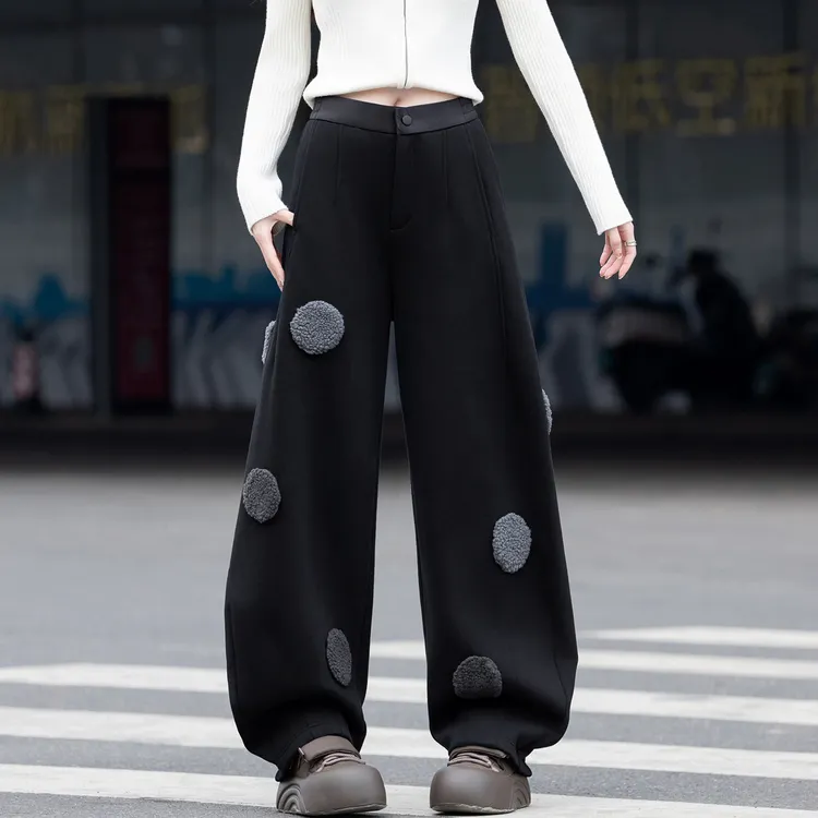 弯刀裤加厚裤子宽松阔腿裤女款爆款2025新款秋冬设计感休闲裤卫裤