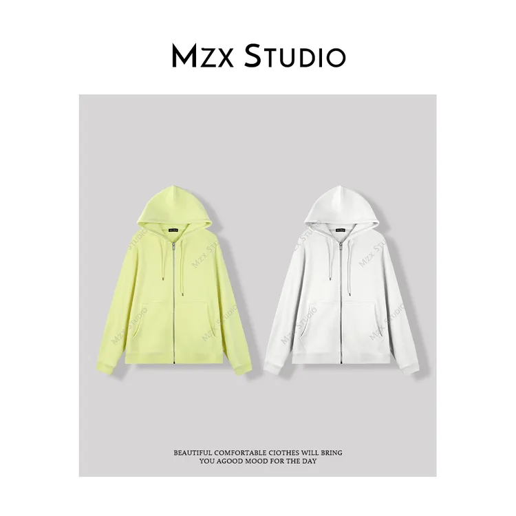 MZX 春季新款卫衣开衫简约拉链连帽外套WT7713-Y