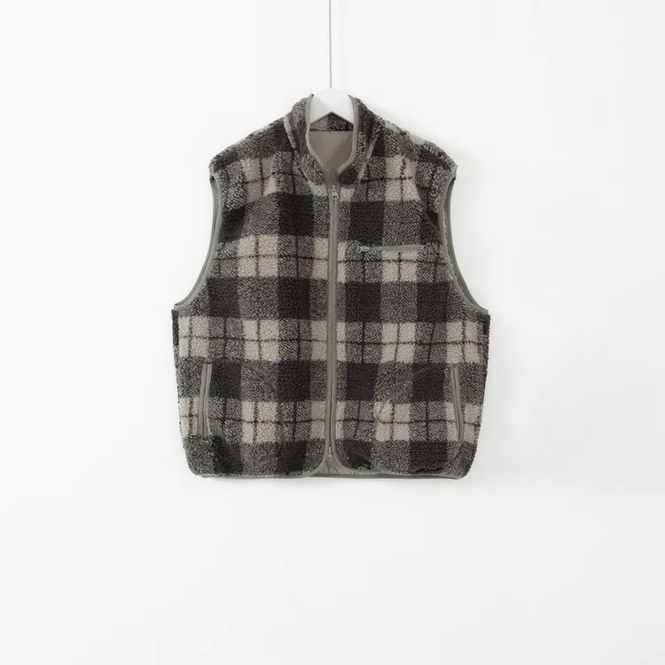 几里与麻 复古时髦秋冬百搭格纹马甲背心 衣长66 胸围124 2100851