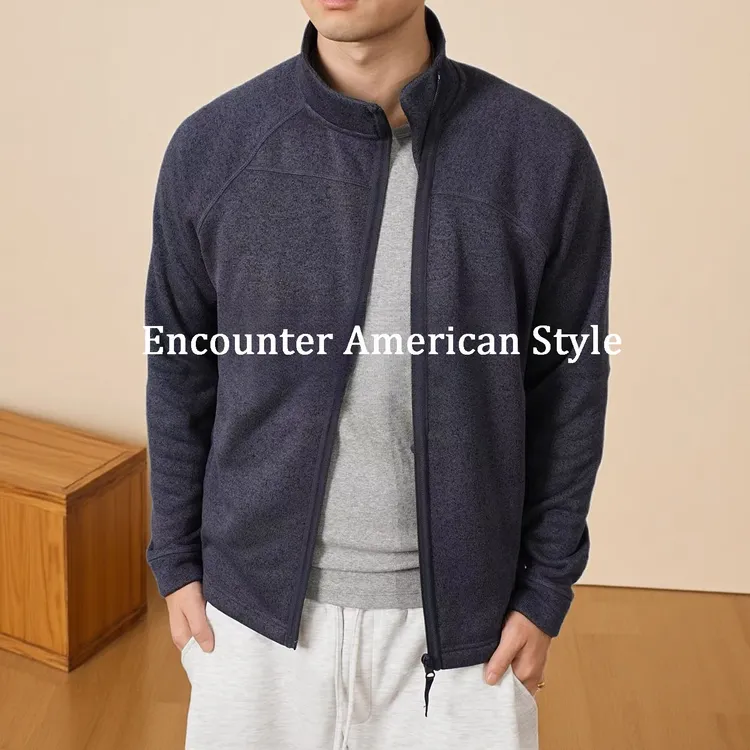 冬季保暖加厚蓄热抓绒衣男户外休闲运动长袖外套立领加绒拉链开衫