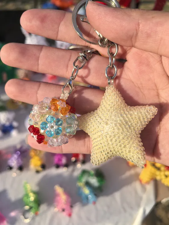 星邱连在一起星球挂件挂件星星邱邱手工串珠颜色可选定制包挂车挂