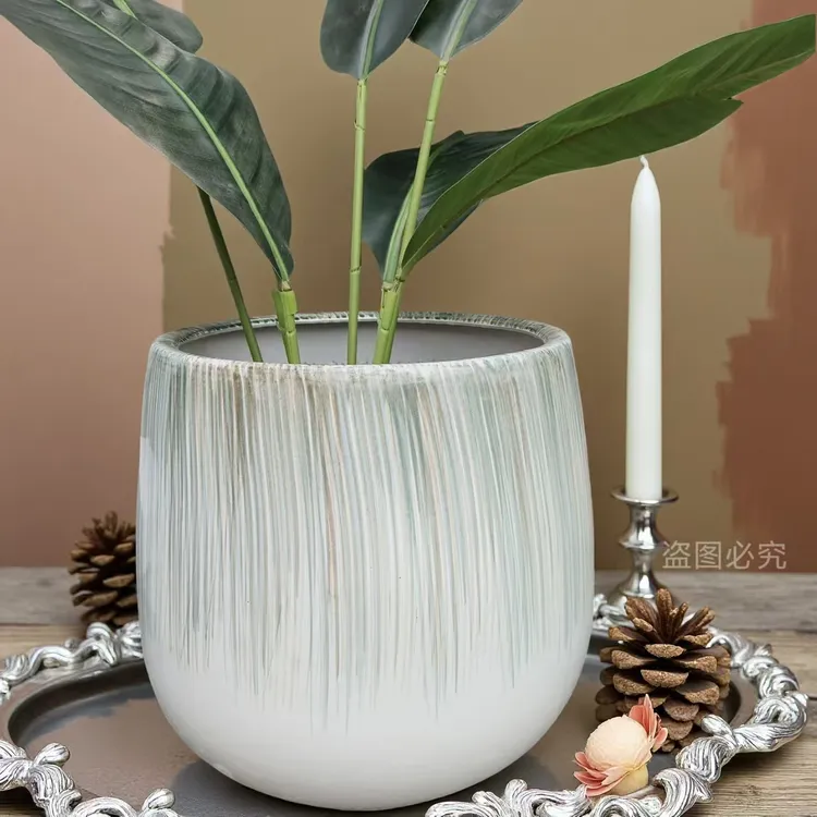 特大号渐变设计耐用北欧陶瓷花盆适合客厅落地种植绿植