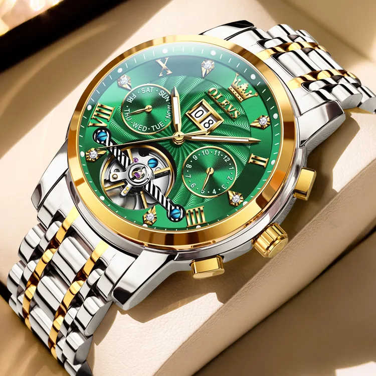 绿水鬼男士手表全自动机械表瑞士防水多功能商务镂空手表男款夜光商品图