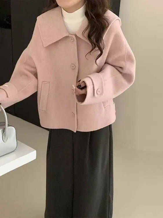 外套女2025春季新款秋冬款气质单排扣双面羊毛大衣长款风衣外套女