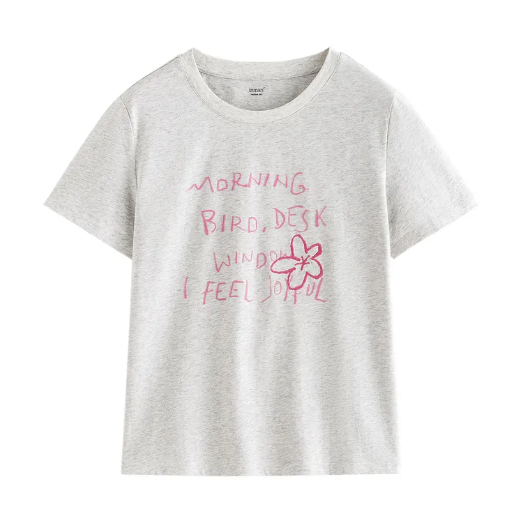 纯棉字母刺绣圆领T恤女2025夏季时尚百搭宽松休闲短袖上衣