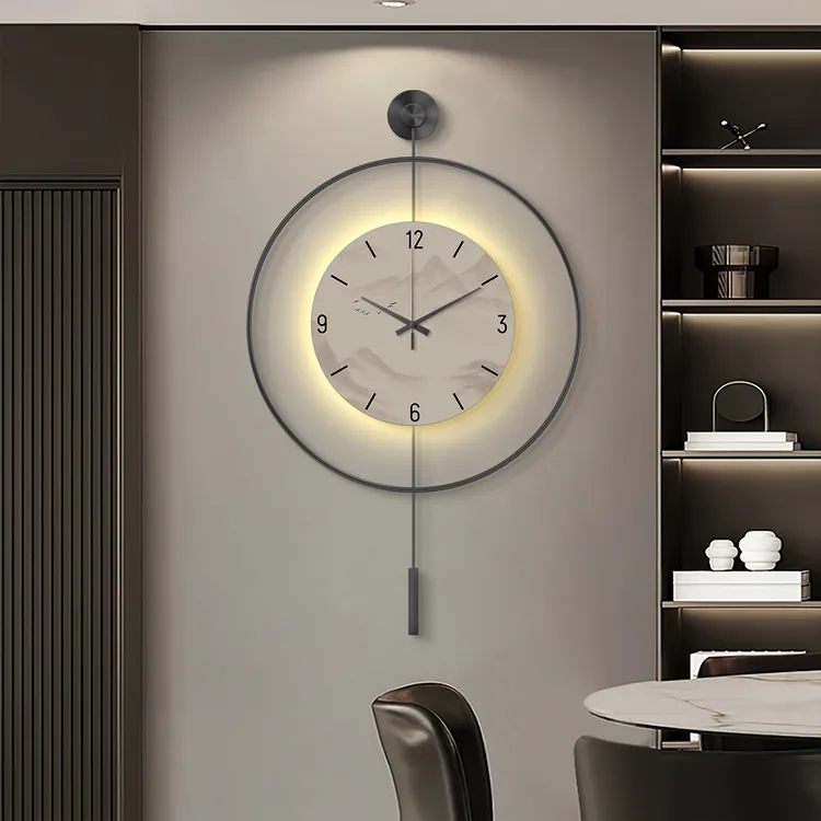 现代简约客厅挂钟2025新款轻奢静音挂钟电视机背景墙创意时钟挂墙