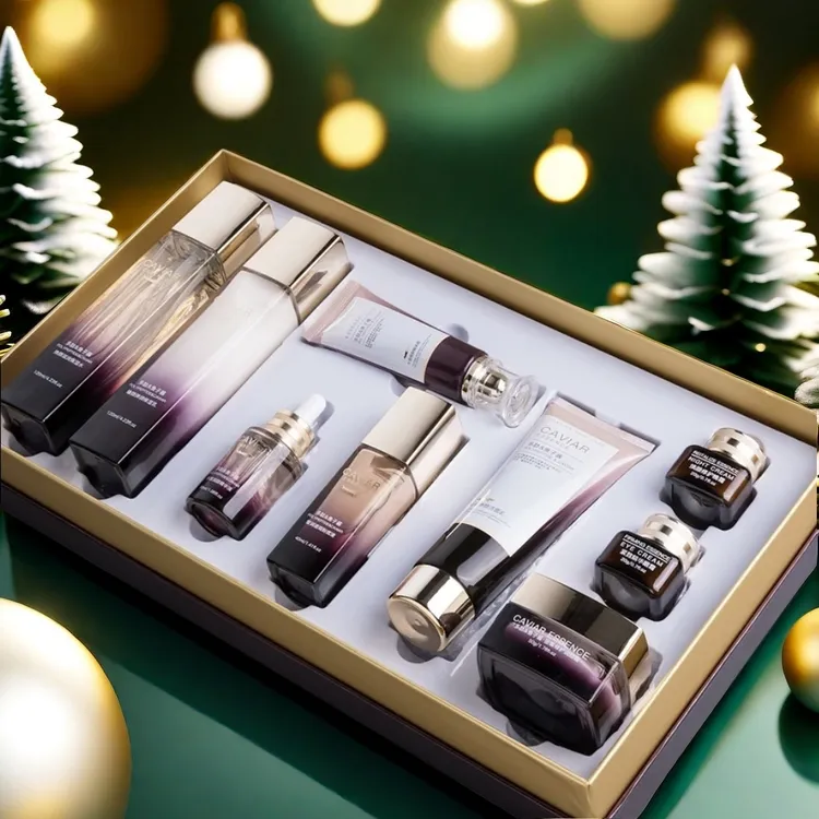 欧佩臻美多肽鱼子酱九件套滋润补水保湿提亮肤色收缩毛孔护肤套盒