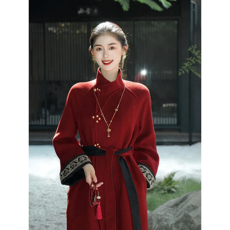 凌茜恣禾【赤松间】国风新中式两穿双面呢子大衣气质氛围感羊毛外套