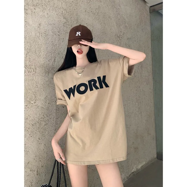 Mary Love Shopping 美式高街chill感字母宽松T恤女短袖中长款ins