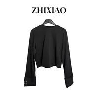 【ZHIXIAO】秋冬新款：短款圆领长袖上衣92527