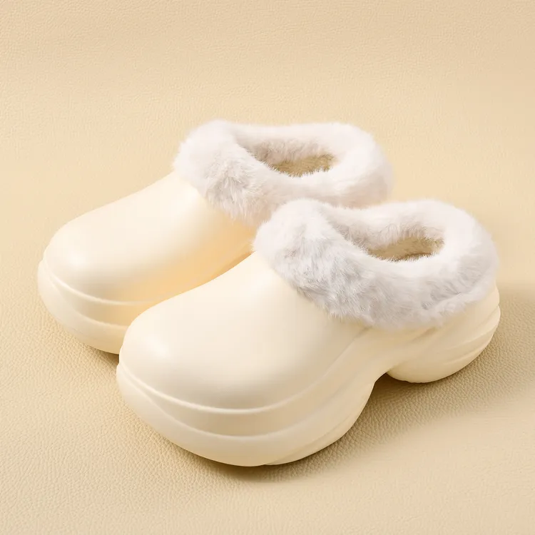 【5.0厚底】冬季加绒棉拖鞋女防水加厚保暖防滑包跟毛毛拖鞋