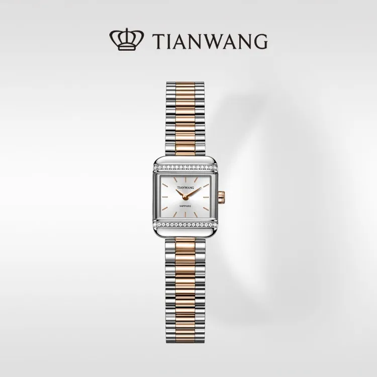 天王表尚·SHINE系列小方块女士手表复古百搭时尚玫瑰金钢带31578