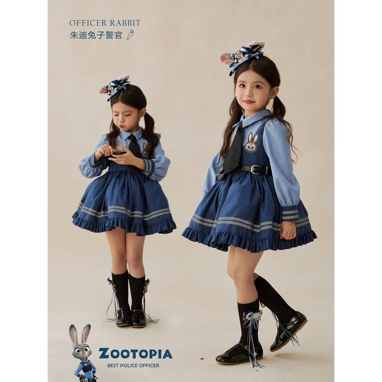 SONNYKIDS 女童秋冬洛丽塔公主裙cos朱迪兔子警官可爱袜帽