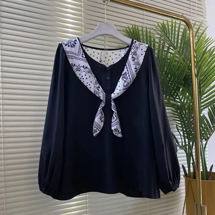 时尚减龄圆领百搭宽松设计感百搭洋气上衣(长65左 右)