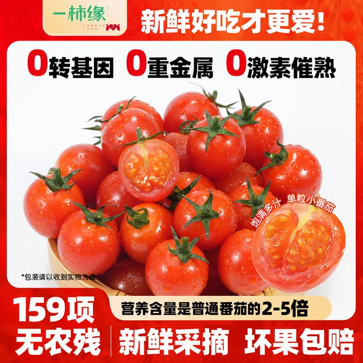 一柿缘樱桃番茄摘单粒三斤装产地直发自然成熟酸甜多汁【顺丰包邮】