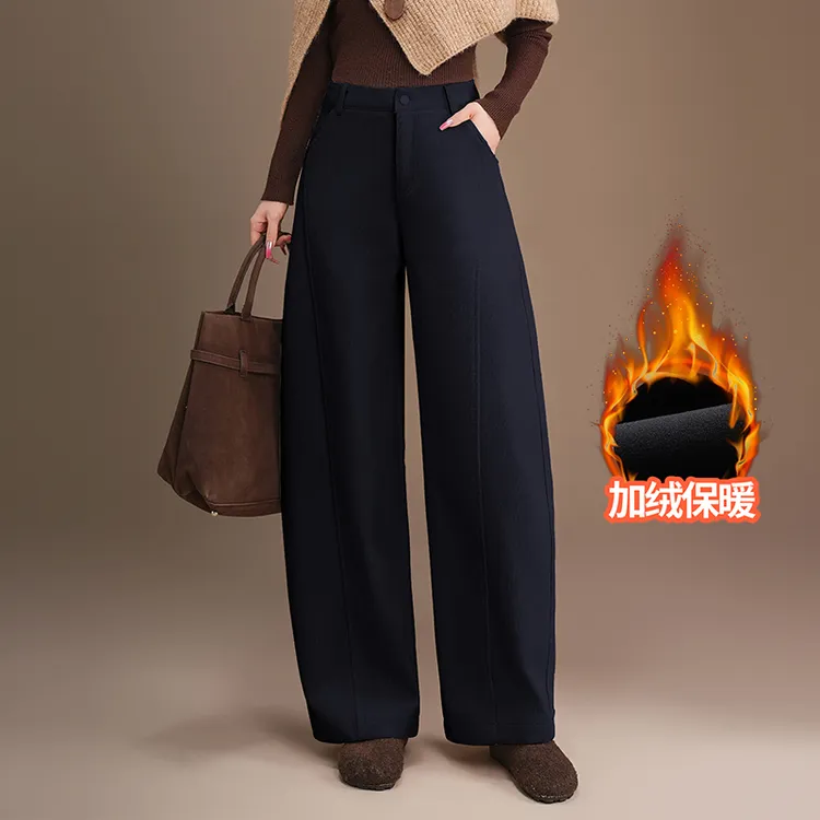 灯芯绒加绒保暖弯刀裤女2025秋冬款时尚优雅风高腰显瘦爆款阔腿裤