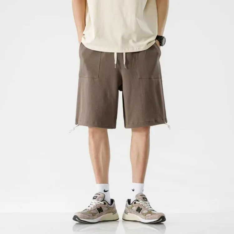 K06-情侣港风宽松版直筒时尚百搭简约珠地网眼棉透气休闲短裤