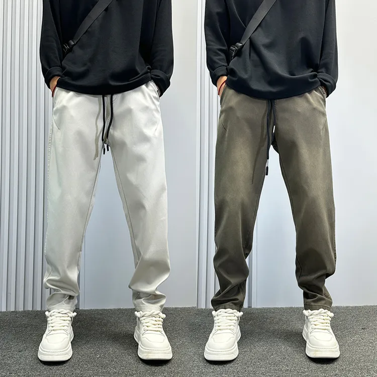 潮流帅气修身显瘦休闲牛仔裤男春秋新款锥形哈伦小脚裤高级感男裤