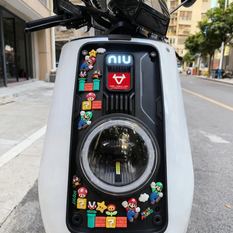 适用小牛NXT/NLT电动车头内部3D立体软胶马里奥装饰改装铭牌贴纸