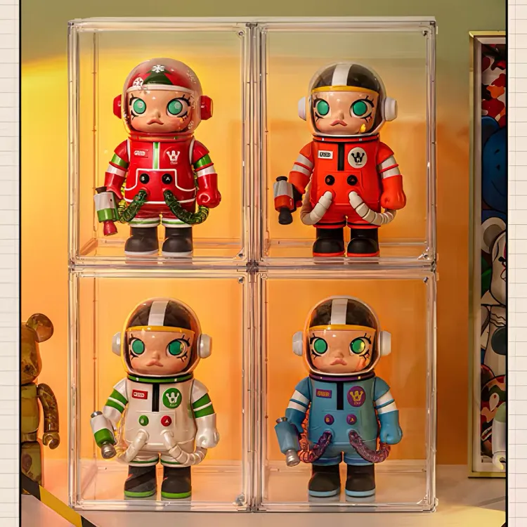 泡泡玛特400展示盒大号盲盒展示架置物molly透明亚克力手办展示柜