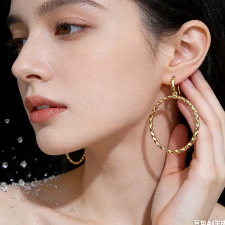 铜合金耳饰 女士KS里外一色耳环圆圈耳环