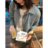 【西西里安】 秋冬暖风~韩版撞色小狗刺绣磨毛格子衬衫