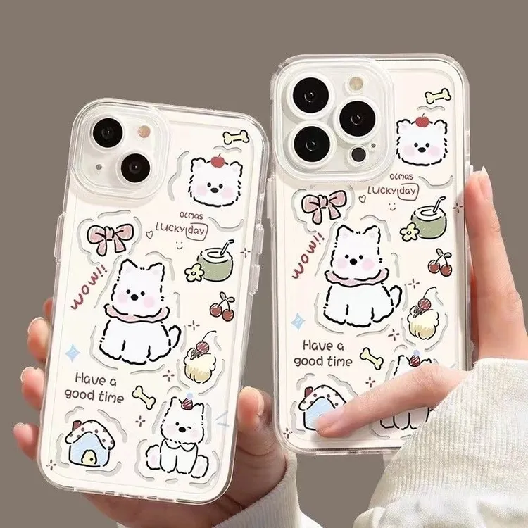 乖乖西高地适用iphone16透明15卡通手机壳华为vivo小米14oppo防摔