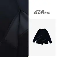 小乖逃X设计时尚黑色卫衣开叉插肩三角下摆设计卫衣F99044