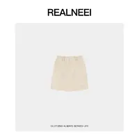 REALNEEI【口袋麻裙】老钱风亚麻棉肌理感显瘦休闲半身短裙22364