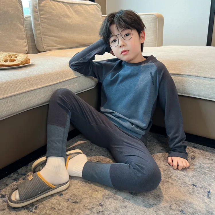 男童德绒保暖内衣套装秋冬款大童秋衣秋裤家居服儿童加绒加厚睡衣