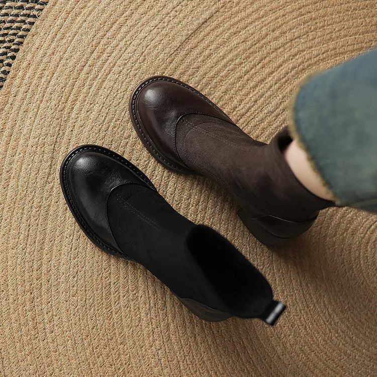 靴子女2025春秋冬季新款马丁靴女鞋高跟粗跟短靴大码女鞋40-41-43