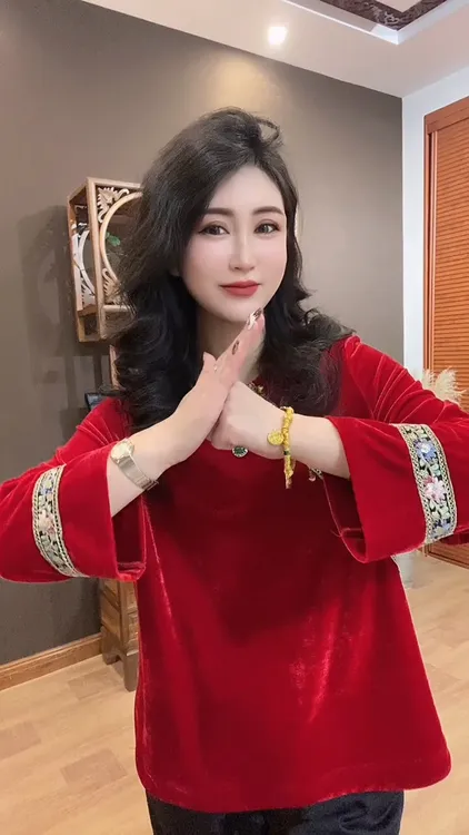 新中式国风复古打底内搭T恤叠穿丝绒宽松上衣大码胖MM