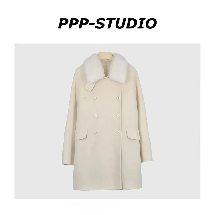 『PP-STUDIO』冬季新款时尚气质百搭设计款毛毛领外套*20253619