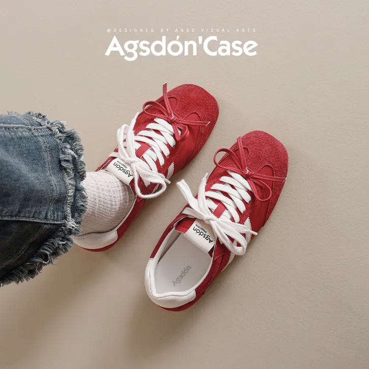 Y奥古狮登芭蕾德训鞋女2025新款红色平底孕妇休闲运动鞋阿甘鞋夏Y