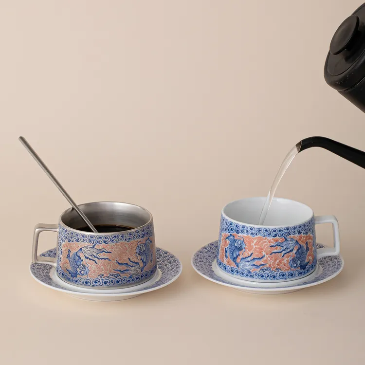 复古鎏银咖啡杯2025新款特别好看的高级感轻奢高颜值下午茶马克杯