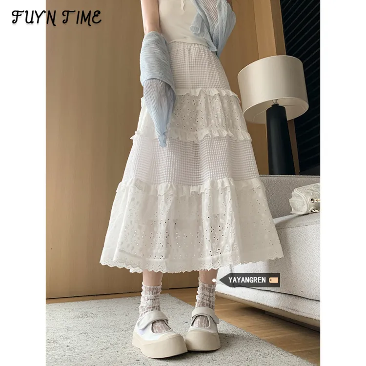 Z白色法式半身裙女春秋2025新款高腰a字中长款芭蕾风蓬蓬蛋糕裙