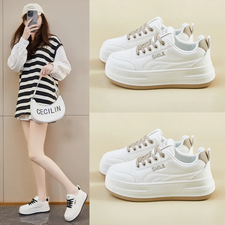 2025秋季多巴胺小白鞋新款韩版女学生厚底增高运动板鞋休闲街拍